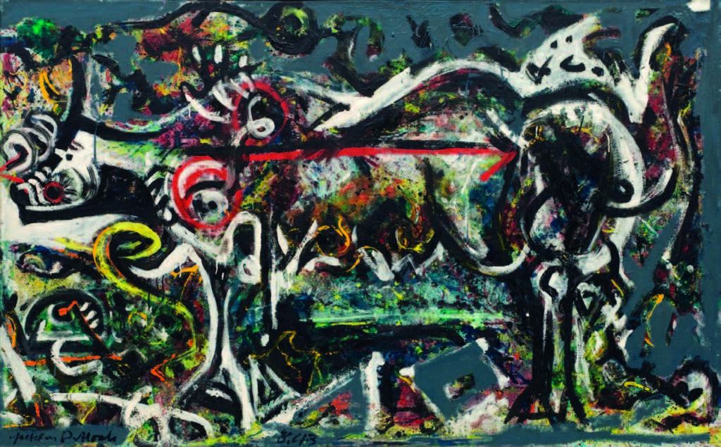 L'illustration est une peinture de Jackson Pollock. Pour lui, peindre c'est comme écrire avec son corps sans avoir l'intention de représenter à tout prix un sujet, mais simplement de réaliser une action. Ses toiles seraient donc plutôt des œuvres qui symbolisent une transformation, une véritable fusion avec la nature. Sur cette toile, des lignes des courbes de peintures qui s'entrecroisent, les tons qui dominent sont verts et noir, quelques touches de rouge et de jaune.